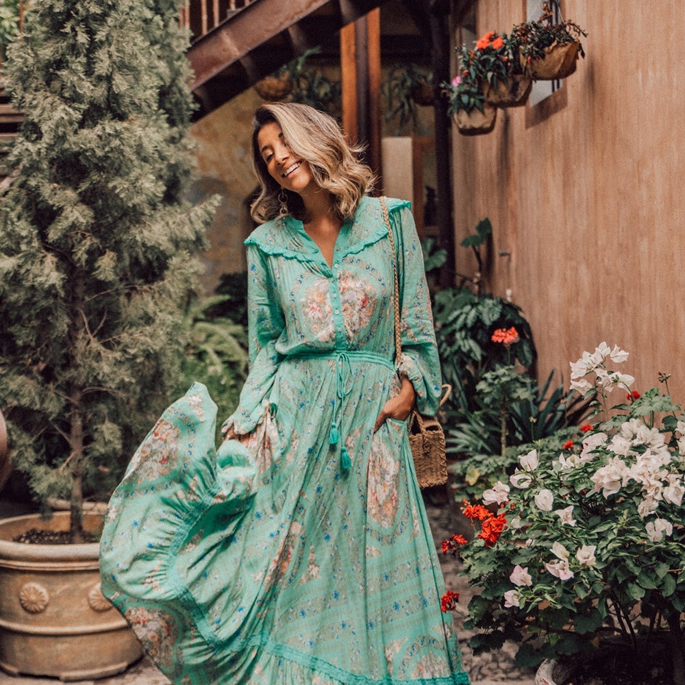 Floral Green Maxi Dress